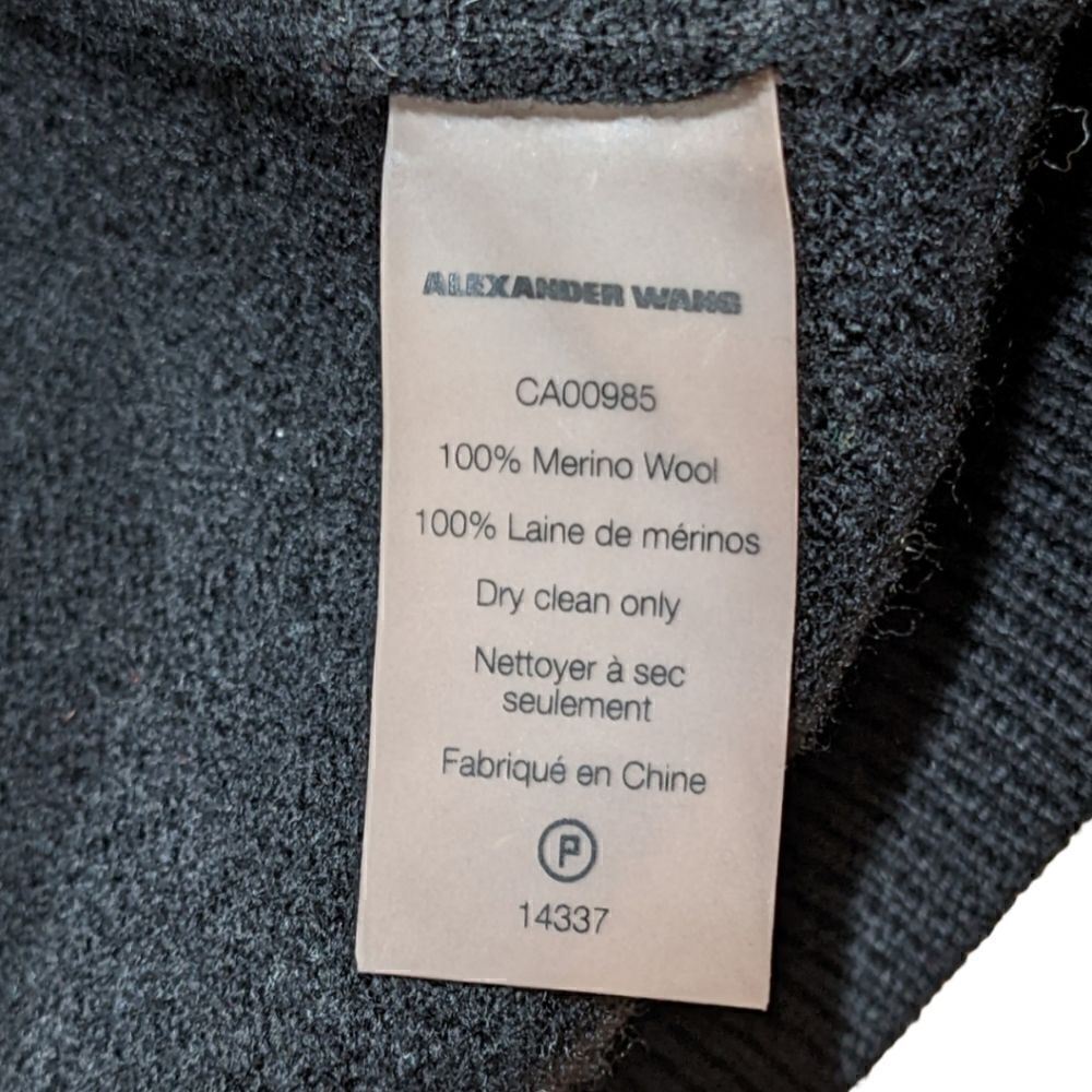 T Alexander Wang Black Merino Wool Open Back Button Front Cardigan Size XS - Picture 8 of 8
